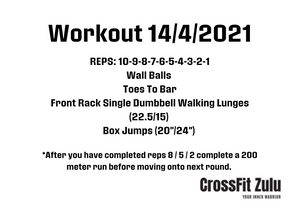 CrossFit Zulu Workout 14/4/2021